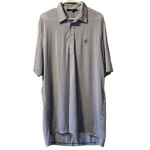 RLX Ralph Lauren Blue Striped Golf Polo Shirt Size XL Stretchy Athleisure Preppy